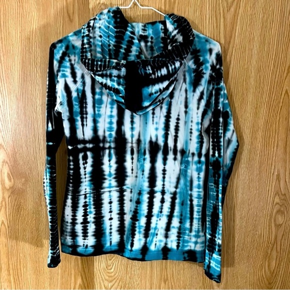 Pink Lotus Turquoise/ Navy Tie-Dye Zip-Up Hoodie Jacket - Picture 2 of 5